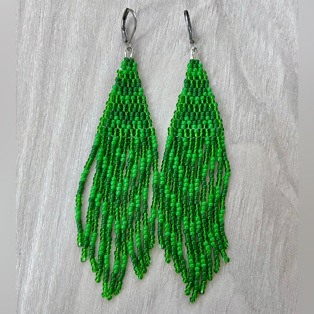 Green Ombre Heart Earrings